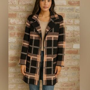 6549. Plaid  Beautiful  cardigan Coat